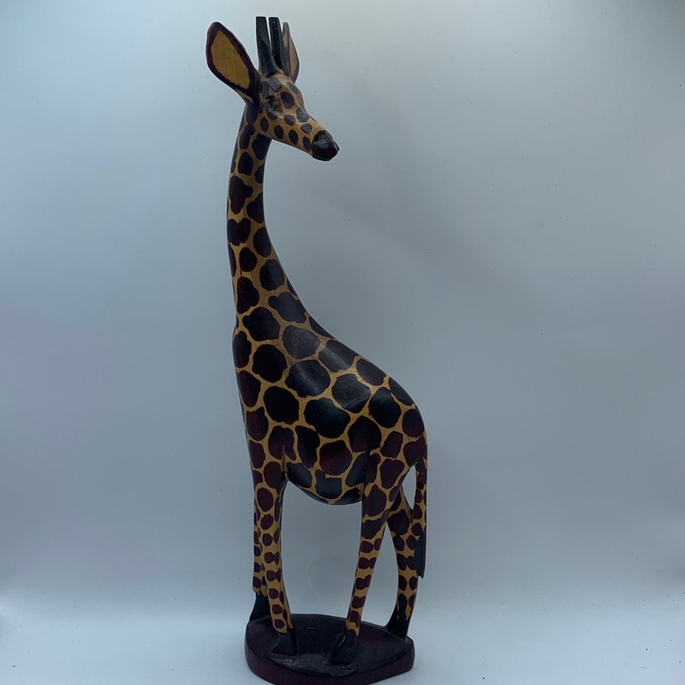 Giraffe Sculpture - Brown and Beige 12” Tall